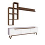 Hanah Home M16 - 804 Mueble de TV Blanco y Nogal con Estantes